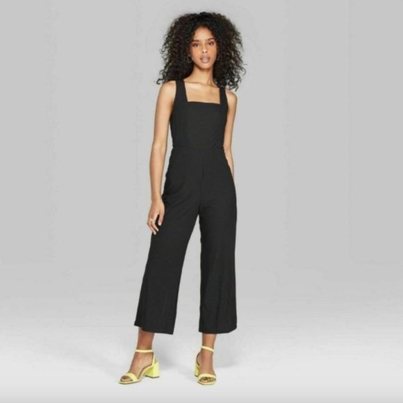 wild fable Pants - Wild Fable Square Neck Knit Black Jumpsuit
